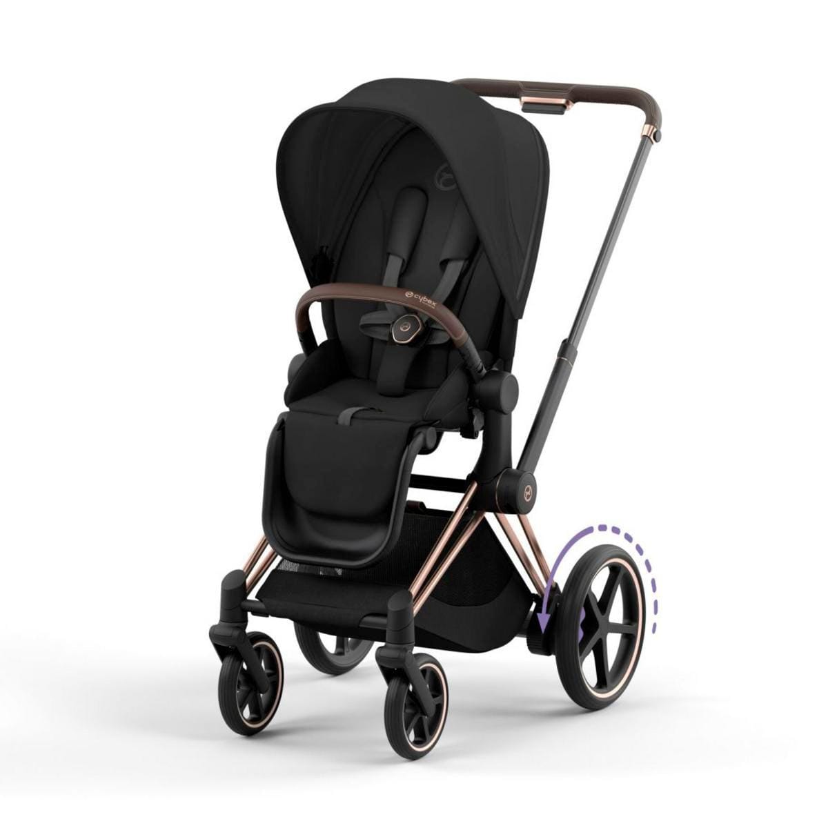 Cybex OPEN BOX ePriam 2 Electronic Assist Stroller (One Box) - Rose Gold / Sepia Black - 523001575-OB