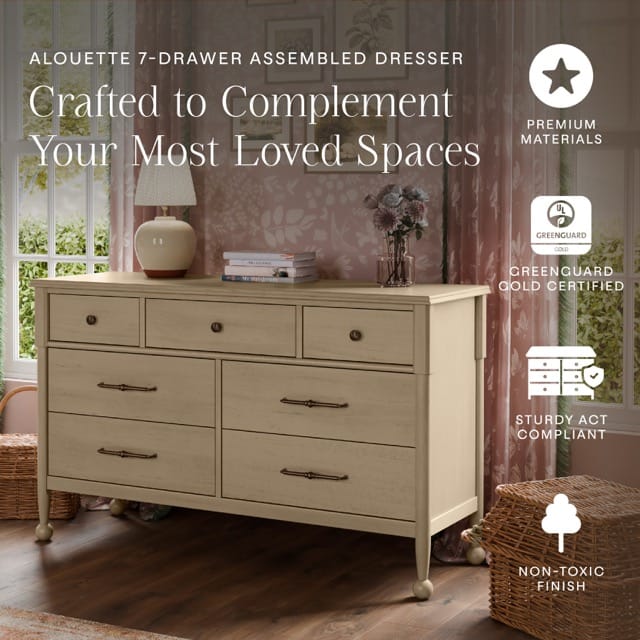 Namesake Alouette 7-Drawer Assembled Dresser - Washed Pine - M31416WP
