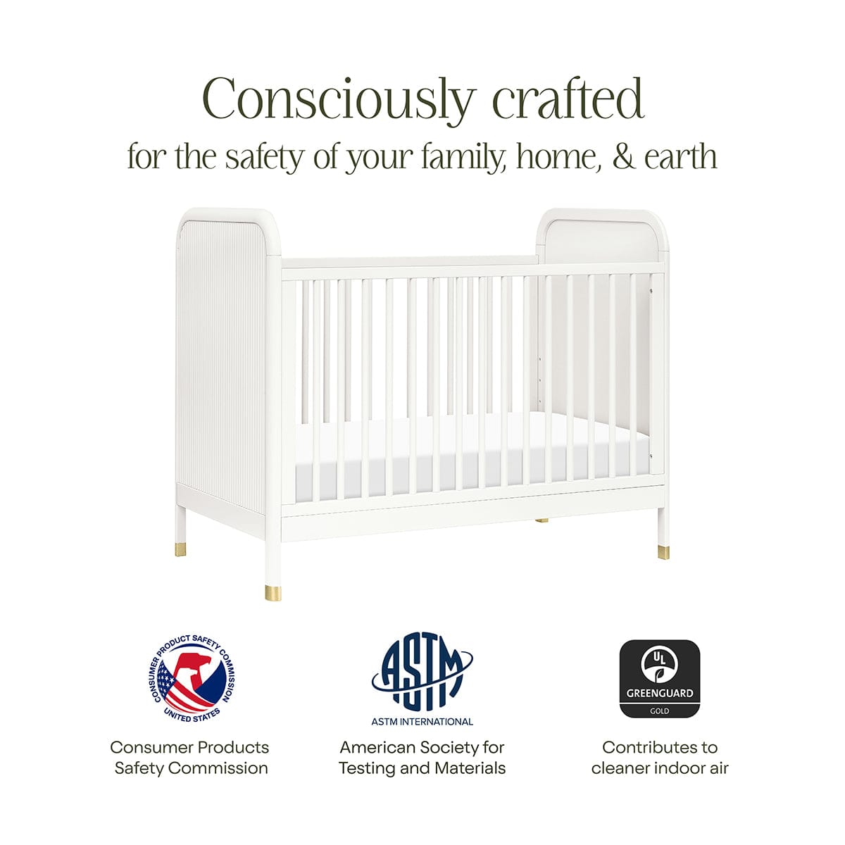 Namesake Brimsley Tambour 3-in-1 Convertible Crib - Warm White - M26742RW