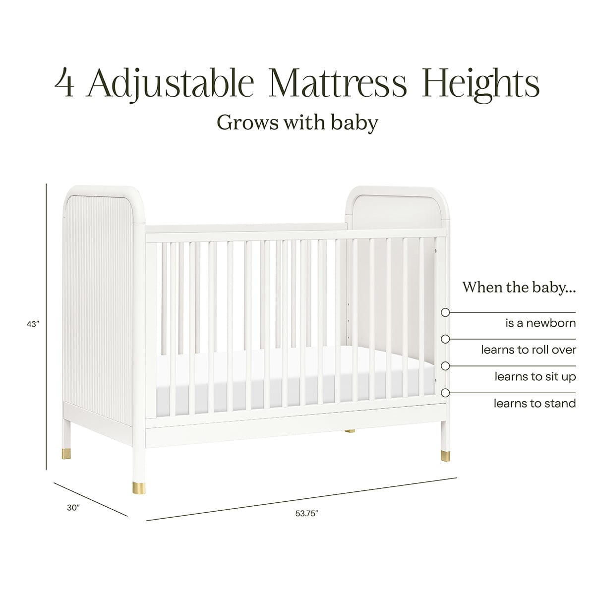Namesake Brimsley Tambour 3-in-1 Convertible Crib - Warm White - M26742RW