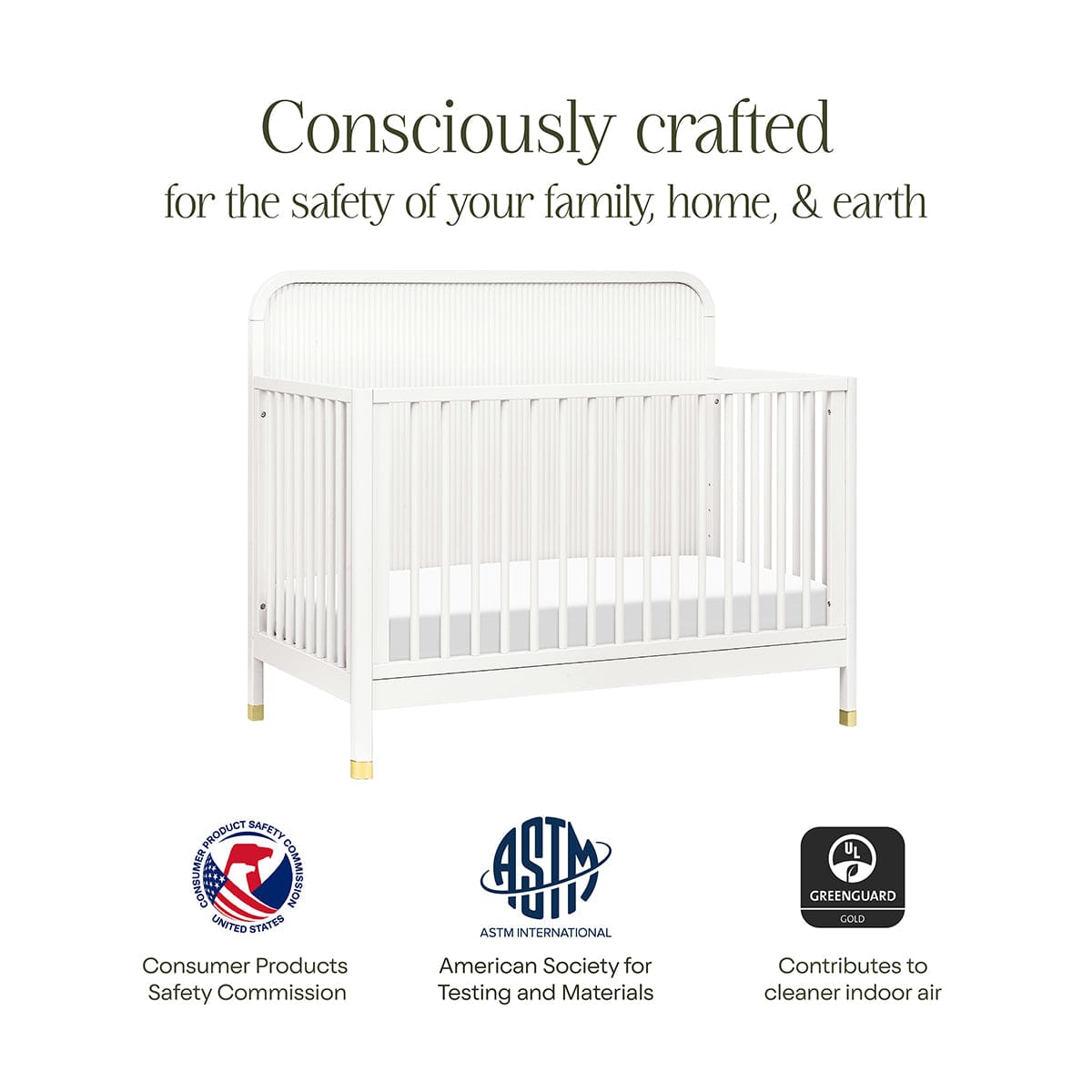 Namesake Brimsley Tambour 4-in-1 Convertible Crib - Warm White - M26701RW