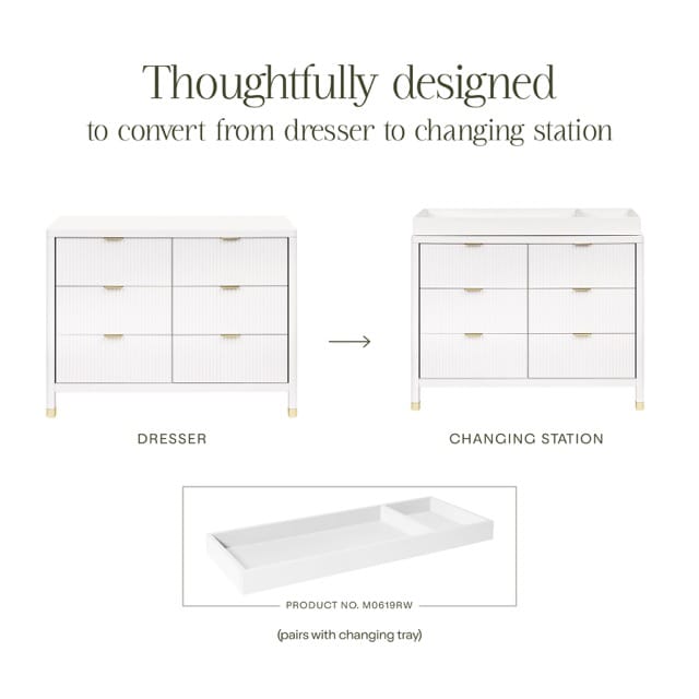 Namesake Brimsley Tambour 6-Drawer Assembled Dresser - Warm White - M26716RW