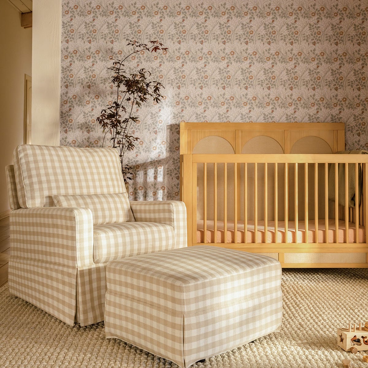 Namesake Crawford Gliding Ottoman - Tan Gingham - M21785TGH