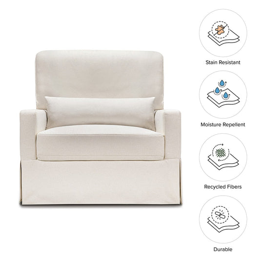 Namesake Crawford Pillowback Chair and a Half, Comfort Swivel Glider - Performance Cream Eco-Weave - M21797PCMEW