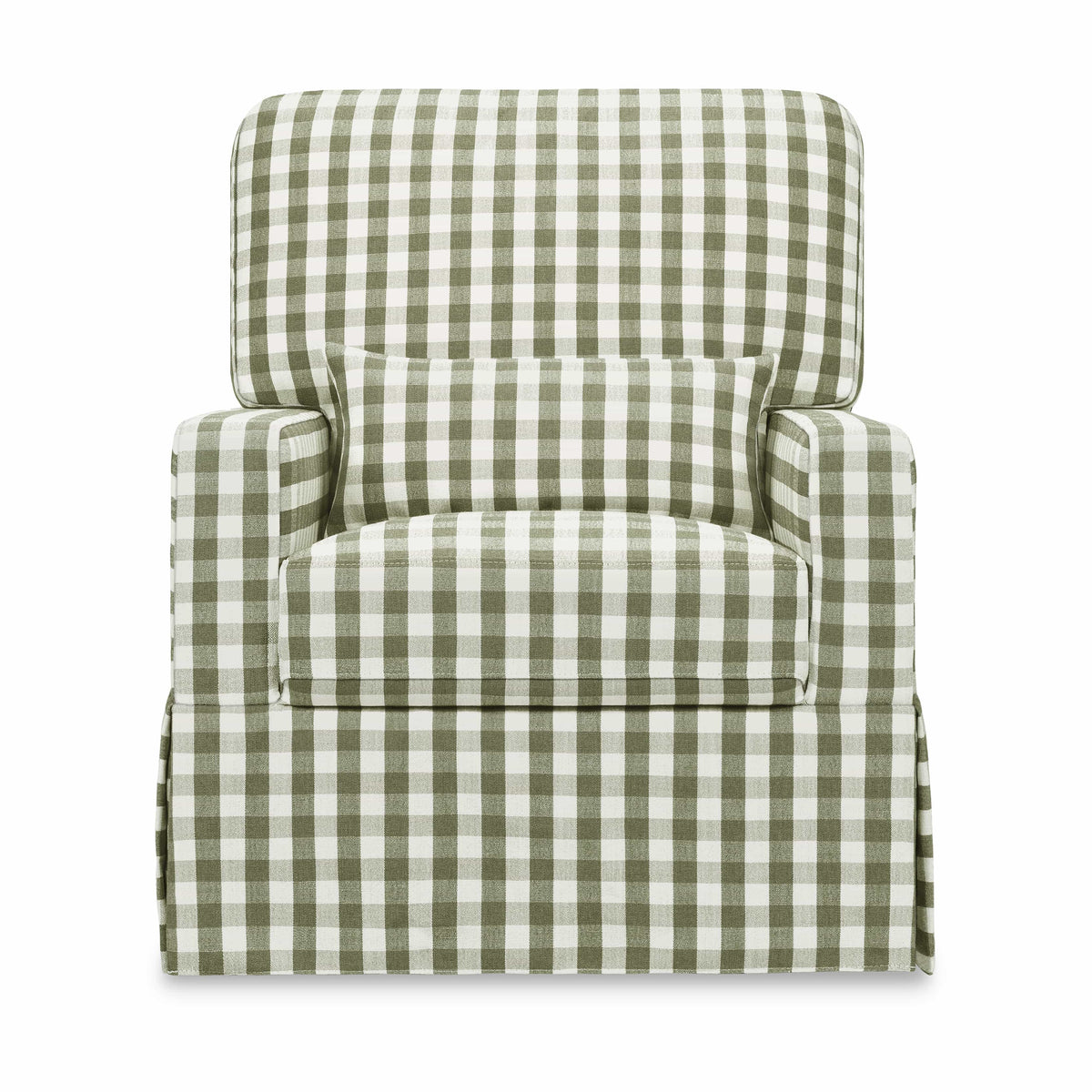 Namesake Crawford Pillowback Comfort Swivel Glider - Moss Green Gingham