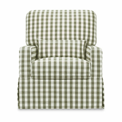 Namesake Crawford Pillowback Comfort Swivel Glider - Moss Green Gingham