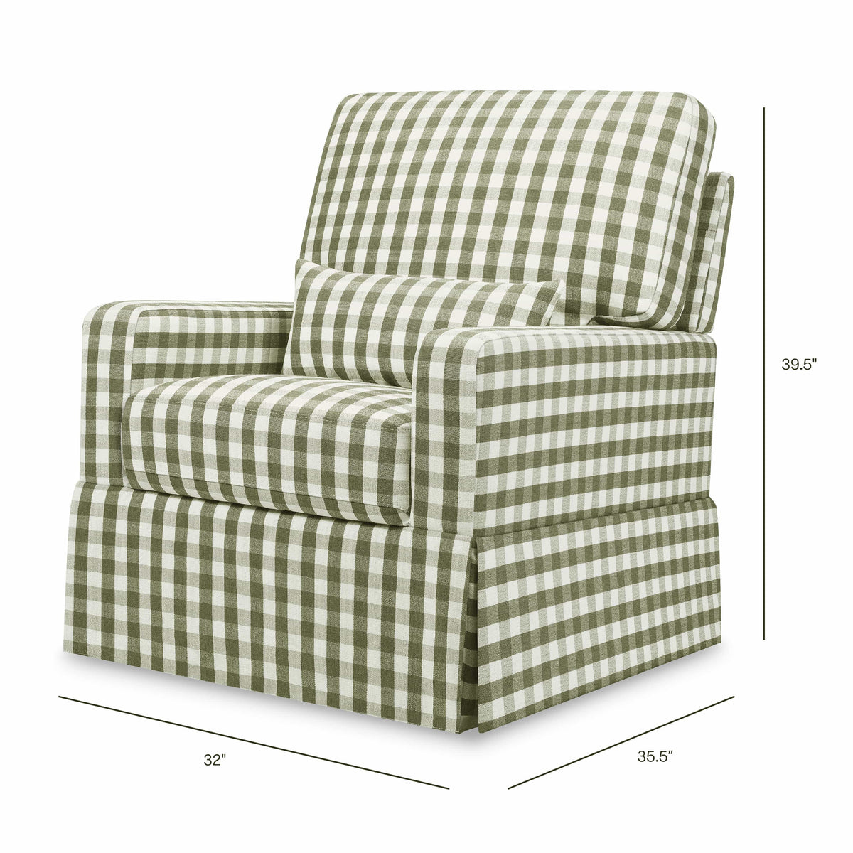 Namesake Crawford Pillowback Comfort Swivel Glider - Moss Green Gingham