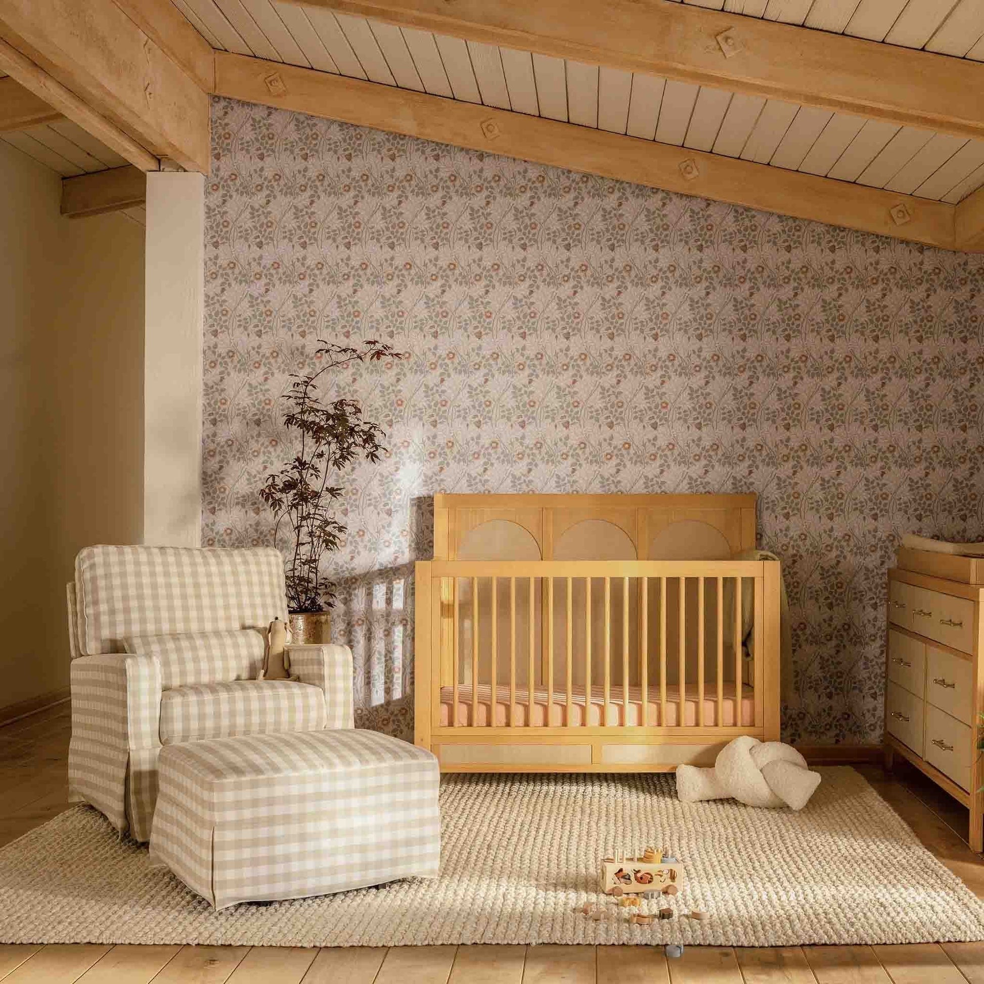 Namesake Crawford Pillowback Comfort Swivel Glider - Tan Gingham - M21787TGH