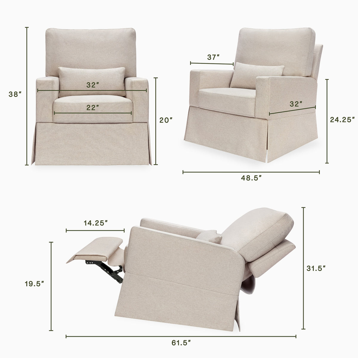 Namesake Crawford Recliner and Swivel Glider - Performance Beach Eco-Weave