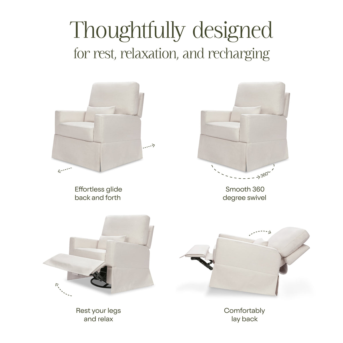Namesake Crawford Recliner and Swivel Glider - Performance Cream Eco-Weave