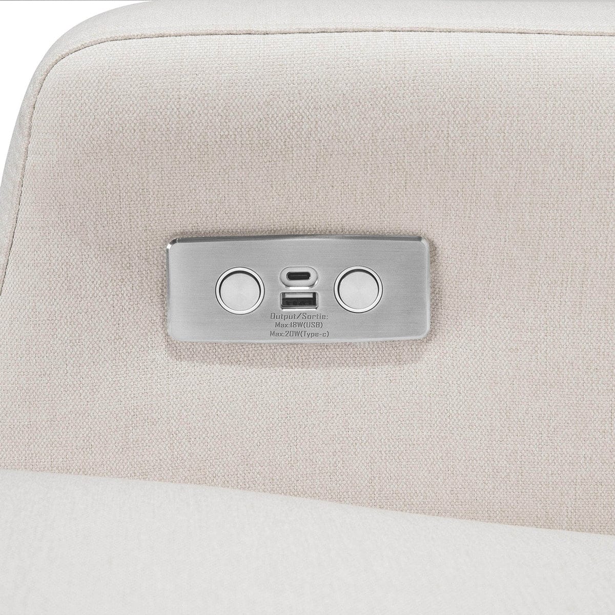 Namesake Crewe Electronic Swivel Glider Recliner w/ USB - Performance Cream Eco-Weave w/Light Wood Base - M22286PCMEWLB