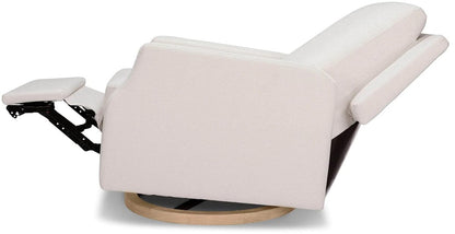 Namesake Crewe Electronic Swivel Glider Recliner w/ USB - Performance Cream Eco-Weave w/Light Wood Base - M22286PCMEWLB