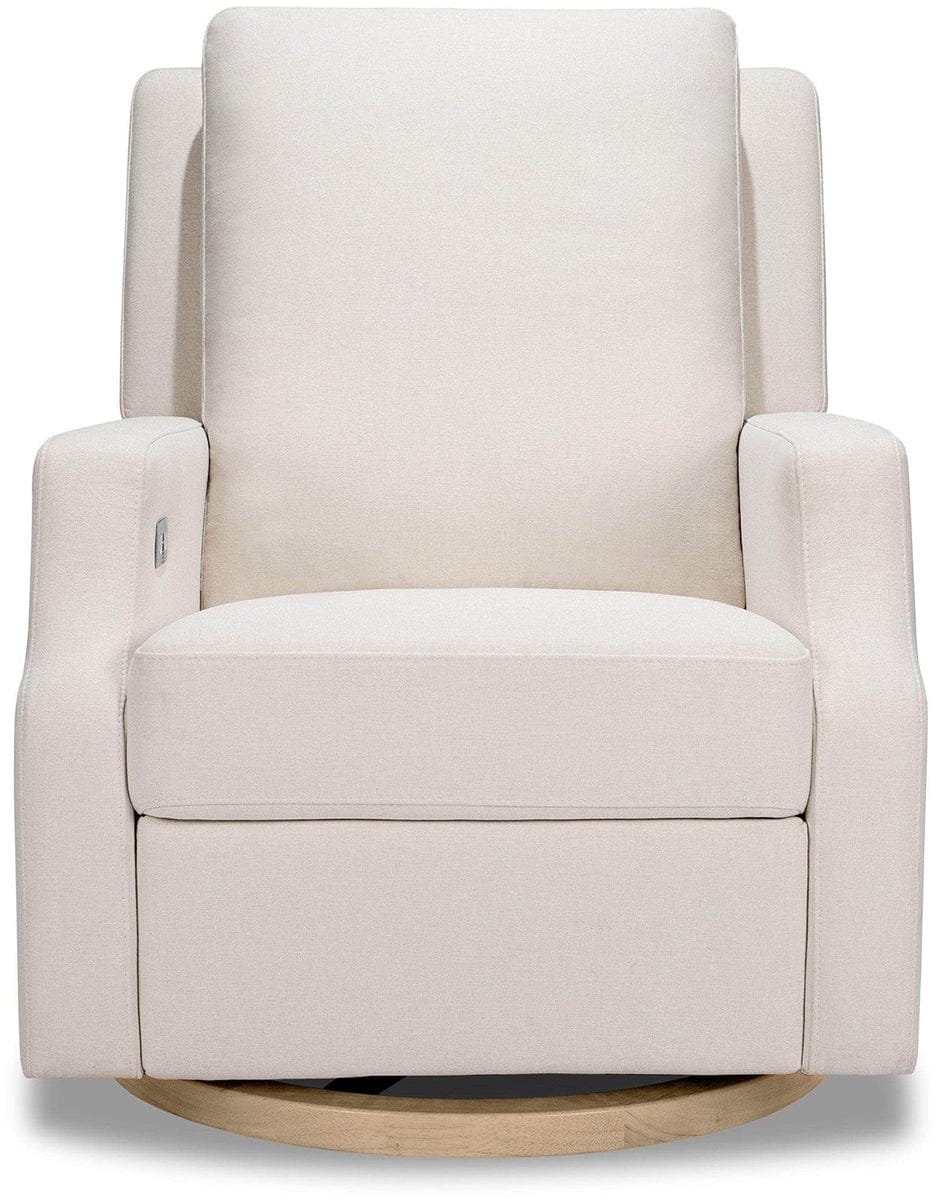 Namesake Crewe Electronic Swivel Glider Recliner w/ USB - Performance Cream Eco-Weave w/Light Wood Base - M22286PCMEWLB