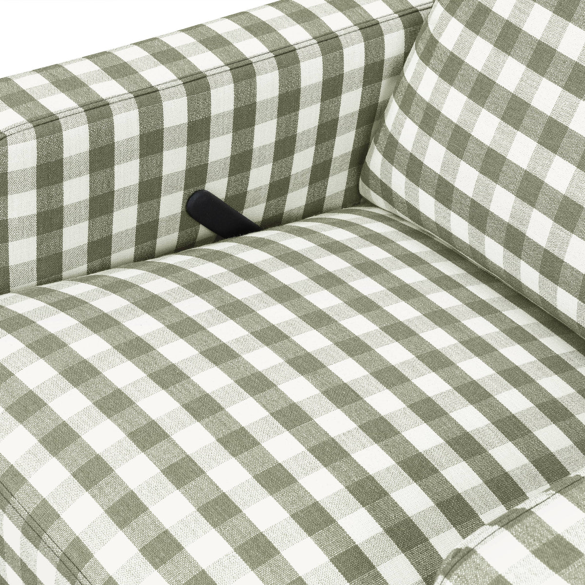 Namesake Crewe Recliner and Swivel Glider - Moss Green Gingham with Light Wood Base