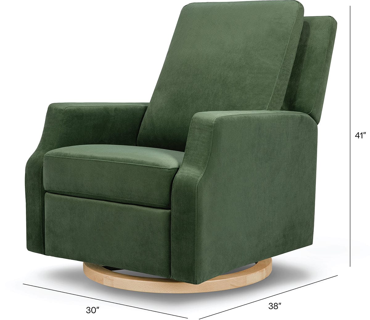 Namesake Crewe Swivel Glider Recliner - Forest Green Velvet w/Light Wood Base - M22287FGVLB