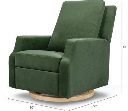 Namesake Crewe Swivel Glider Recliner - Forest Green Velvet w/Light Wood Base - M22287FGVLB