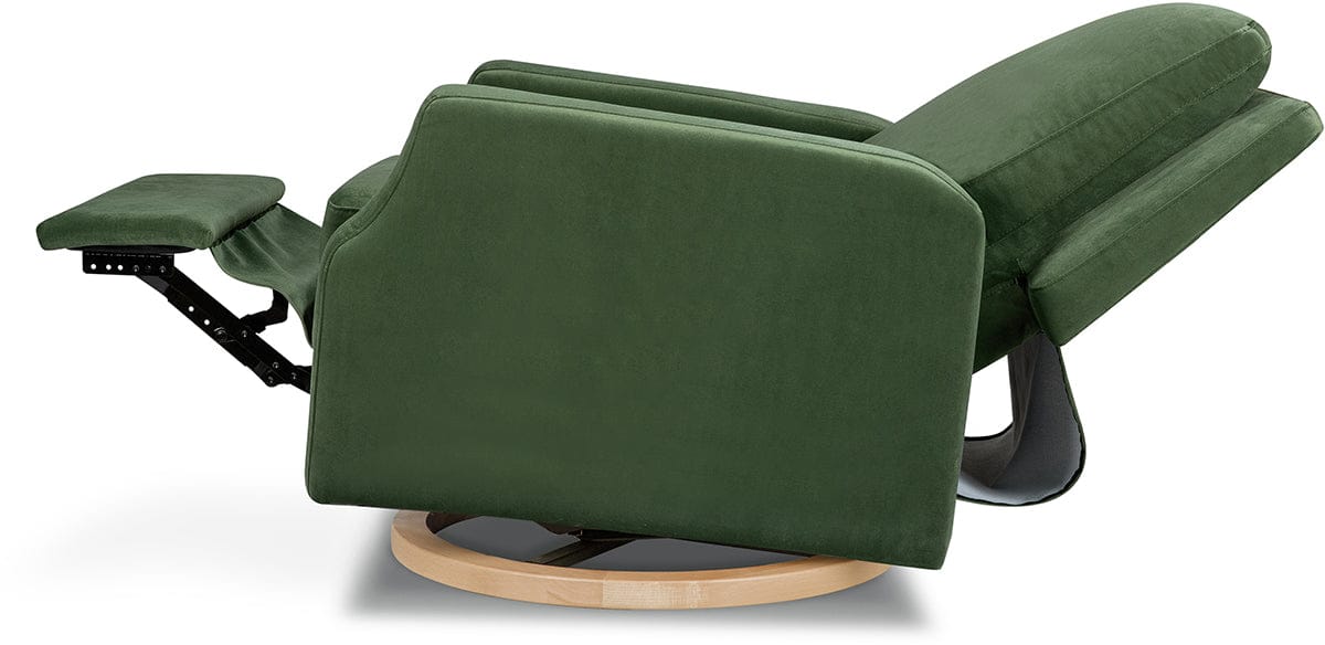 Namesake Crewe Swivel Glider Recliner - Forest Green Velvet w/Light Wood Base - M22287FGVLB