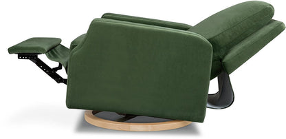 Namesake Crewe Swivel Glider Recliner - Forest Green Velvet w/Light Wood Base - M22287FGVLB