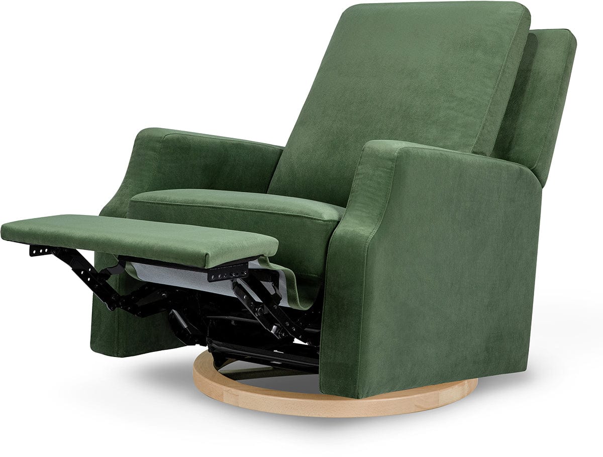Namesake Crewe Swivel Glider Recliner - Forest Green Velvet w/Light Wood Base - M22287FGVLB