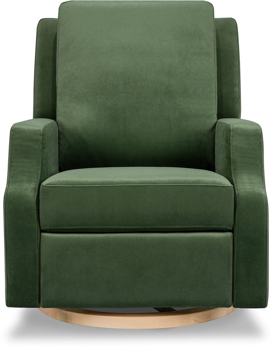 Namesake Crewe Swivel Glider Recliner - Forest Green Velvet w/Light Wood Base - M22287FGVLB