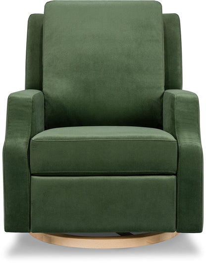 Namesake Crewe Swivel Glider Recliner - Forest Green Velvet w/Light Wood Base - M22287FGVLB