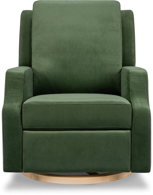 Namesake Crewe Swivel Glider Recliner - Forest Green Velvet w/Light Wood Base - M22287FGVLB