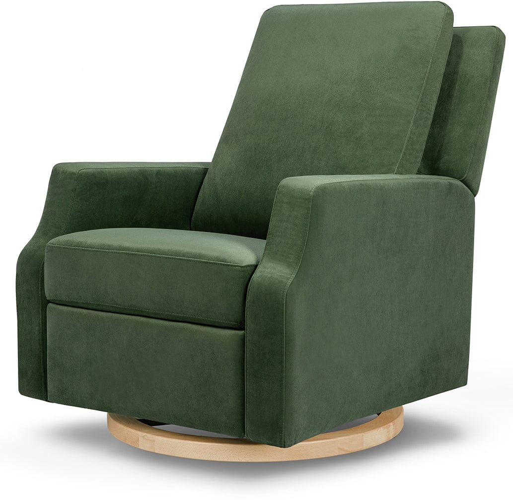 Namesake Crewe Swivel Glider Recliner - Forest Green Velvet w/Light Wood Base - M22287FGVLB