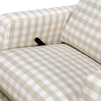 Namesake Crewe Swivel Glider Recliner - Tan Gingham w/Light Wood Base - M22287TGHLB