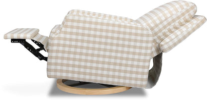 Namesake Crewe Swivel Glider Recliner - Tan Gingham w/Light Wood Base - M22287TGHLB