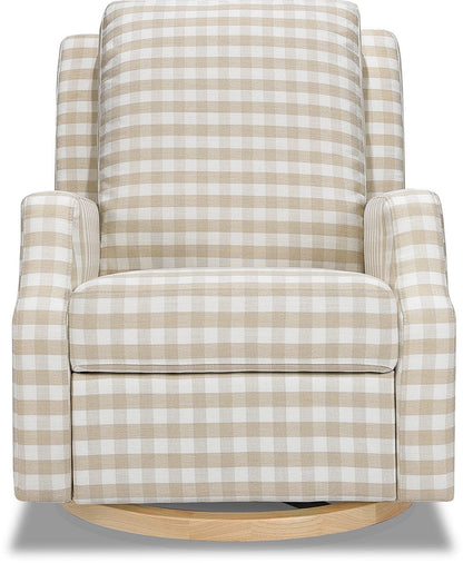 Namesake Crewe Swivel Glider Recliner - Tan Gingham w/Light Wood Base - M22287TGHLB