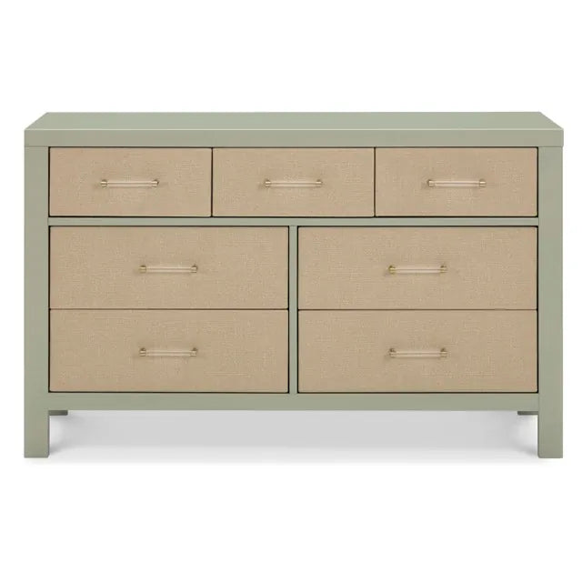 Namesake Eloise 7-Drawer Assembled Dresser - French Sage and Performance Sand Eco-Weave - M24816FSPSEW