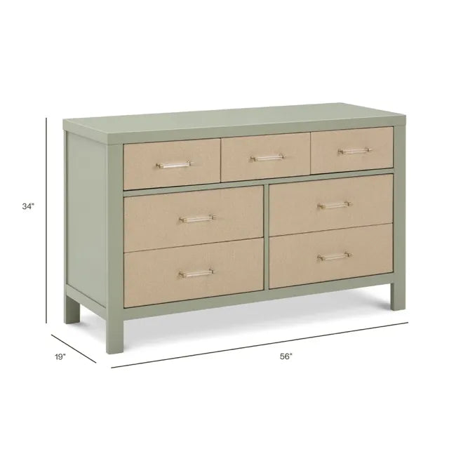 Namesake Eloise 7-Drawer Assembled Dresser - French Sage and Performance Sand Eco-Weave - M24816FSPSEW