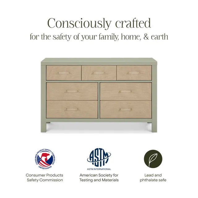 Namesake Eloise 7-Drawer Assembled Dresser - French Sage and Performance Sand Eco-Weave - M24816FSPSEW