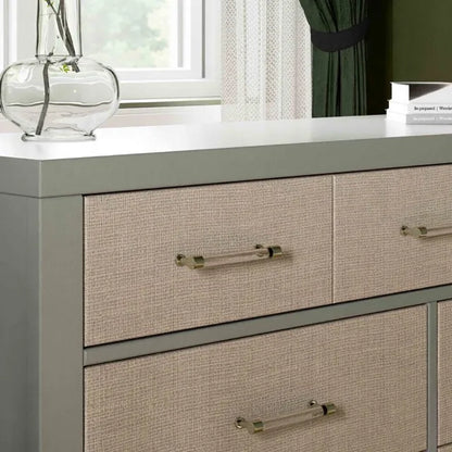 Namesake Eloise 7-Drawer Assembled Dresser - French Sage and Performance Sand Eco-Weave - M24816FSPSEW