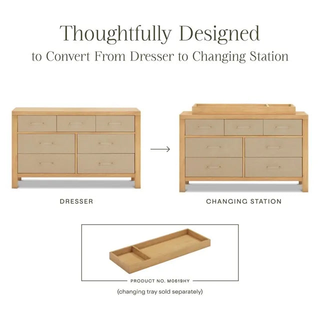 Namesake Eloise 7-Drawer Assembled Dresser - Honey and Performance Sand Eco-Weave - M24816HYPSEW
