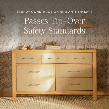 Namesake Eloise 7-Drawer Assembled Dresser - Honey and Performance Sand Eco-Weave - M24816HYPSEW