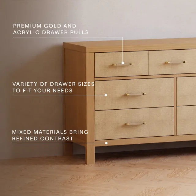 Namesake Eloise 7-Drawer Assembled Dresser - Honey and Performance Sand Eco-Weave - M24816HYPSEW