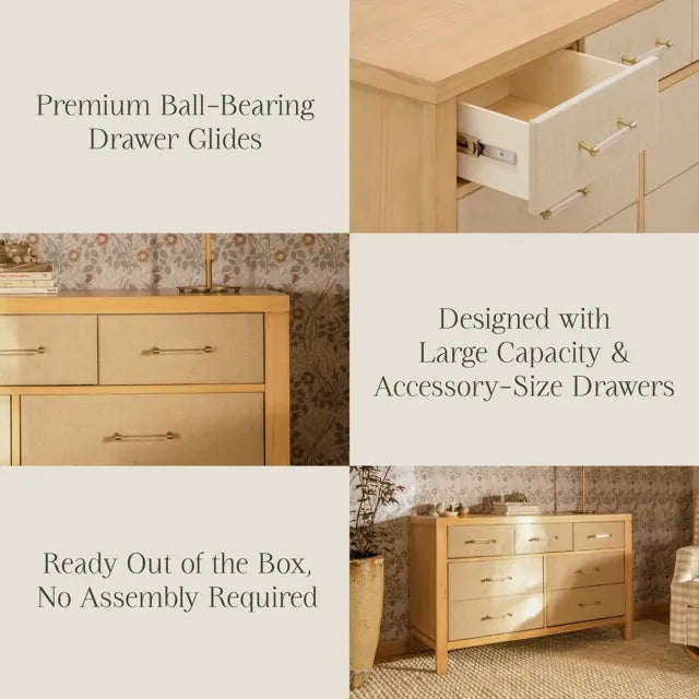 Namesake Eloise 7-Drawer Assembled Dresser - Honey and Performance Sand Eco-Weave - M24816HYPSEW