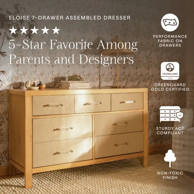 Namesake Eloise 7-Drawer Assembled Dresser - Honey and Performance Sand Eco-Weave - M24816HYPSEW