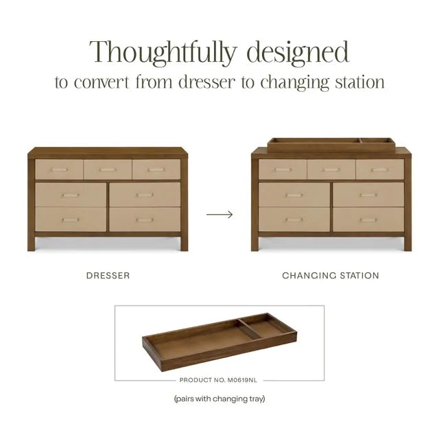 Namesake Eloise 7-Drawer Assembled Dresser - Natural Walnut & Performance Sand Eco-Weave - M24816NLPSEW