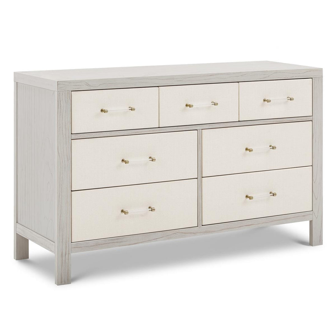 Namesake Eloise 7-Drawer Assembled Dresser - White Driftwood and Performance Pearl Eco-Weave - M24816WDFPEW
