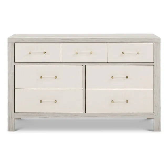 Namesake Eloise 7-Drawer Assembled Dresser - White Driftwood and Performance Pearl Eco-Weave - M24816WDFPEW