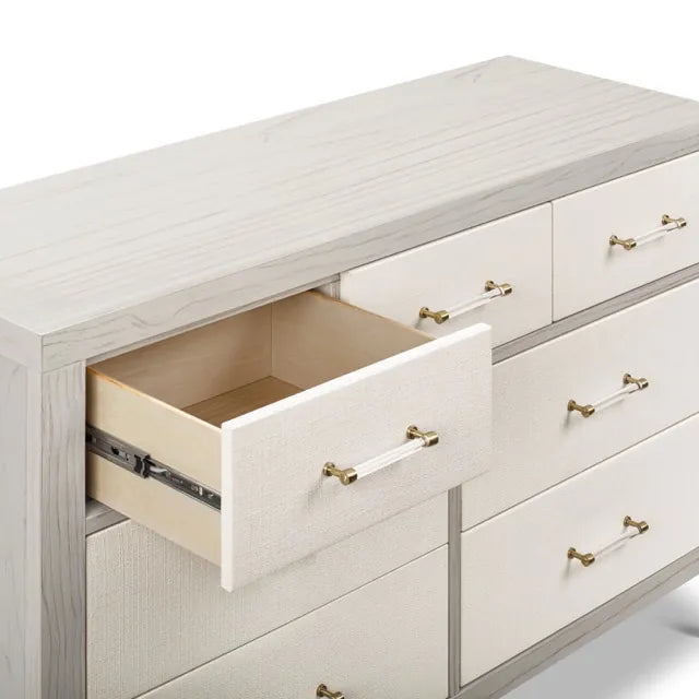 Namesake Eloise 7-Drawer Assembled Dresser - White Driftwood and Performance Pearl Eco-Weave - M24816WDFPEW
