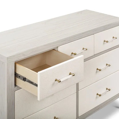 Namesake Eloise 7-Drawer Assembled Dresser - White Driftwood and Performance Pearl Eco-Weave - M24816WDFPEW