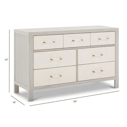 Namesake Eloise 7-Drawer Assembled Dresser - White Driftwood and Performance Pearl Eco-Weave - M24816WDFPEW
