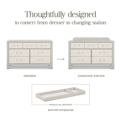 Namesake Eloise 7-Drawer Assembled Dresser - White Driftwood and Performance Pearl Eco-Weave - M24816WDFPEW