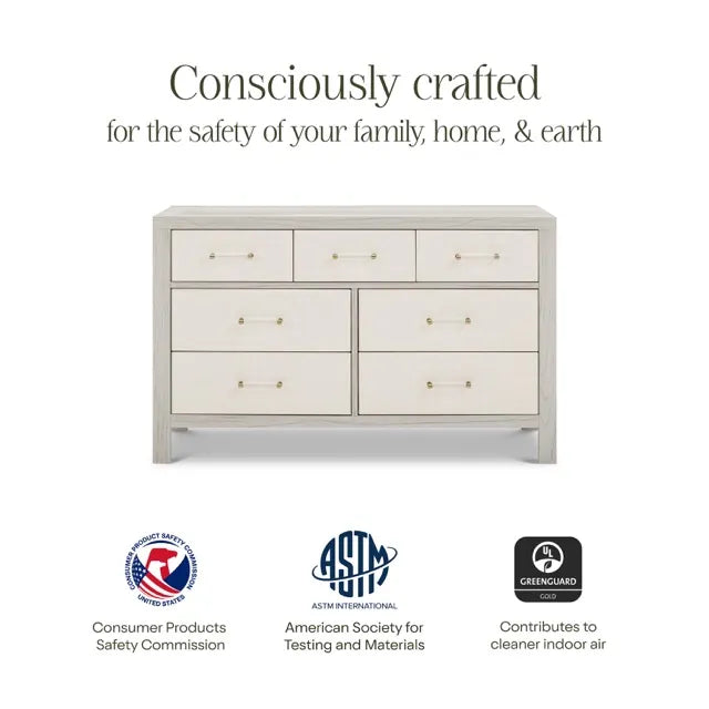 Namesake Eloise 7-Drawer Assembled Dresser - White Driftwood and Performance Pearl Eco-Weave - M24816WDFPEW
