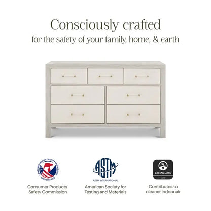 Namesake Eloise 7-Drawer Assembled Dresser - White Driftwood and Performance Pearl Eco-Weave - M24816WDFPEW