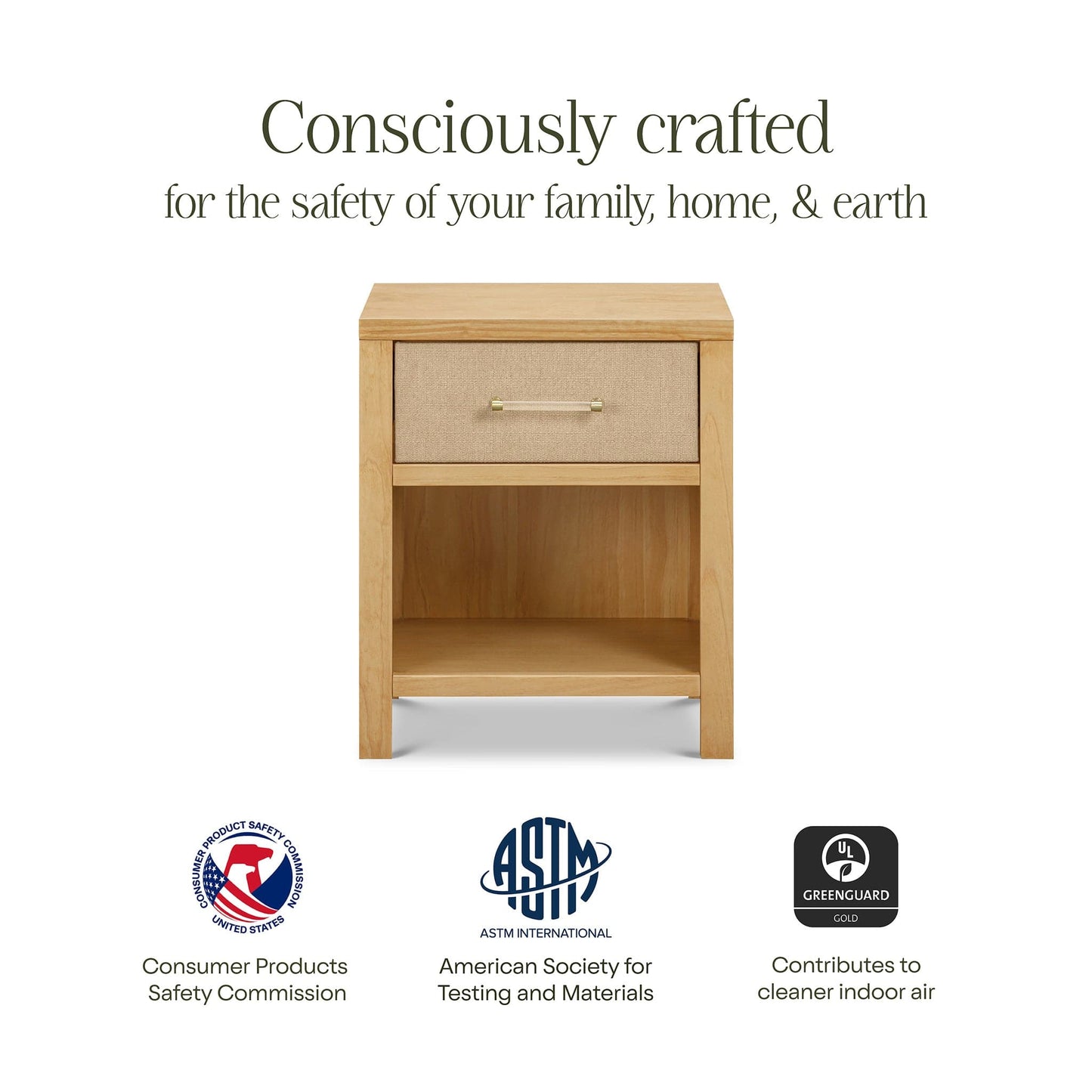 Namesake Eloise Assembled Nightstand - Honey and Performance Sand Eco-Weave - M24860HYPSEW