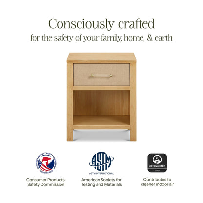 Namesake Eloise Assembled Nightstand - Honey and Performance Sand Eco-Weave - M24860HYPSEW